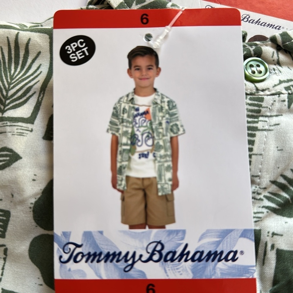Tommy Bahama Kid's Olive Green Tropical Shirt 3PCS